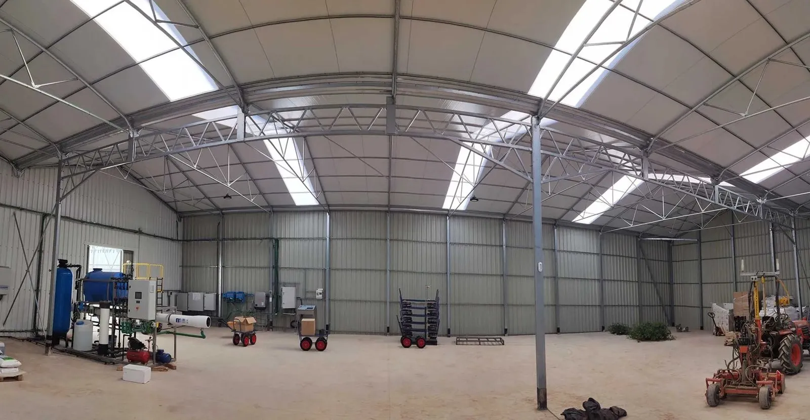 Service building with the water treatment and fertigation equipment
